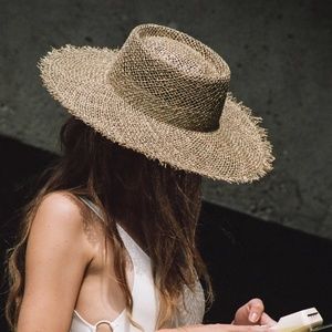 NWOT Lack of Color Sunnydip Fray Boater Hat Seagrass Small